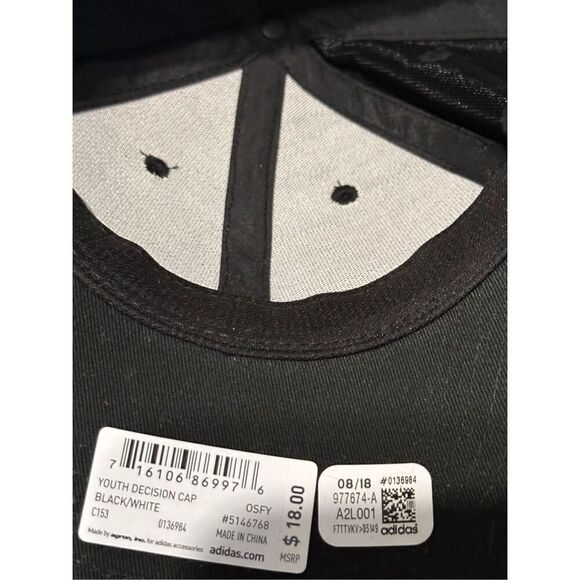 NEW WITH TAGS adjustable black and white UNISEX ADIDAS hat OSFM - Picture 6 of 7